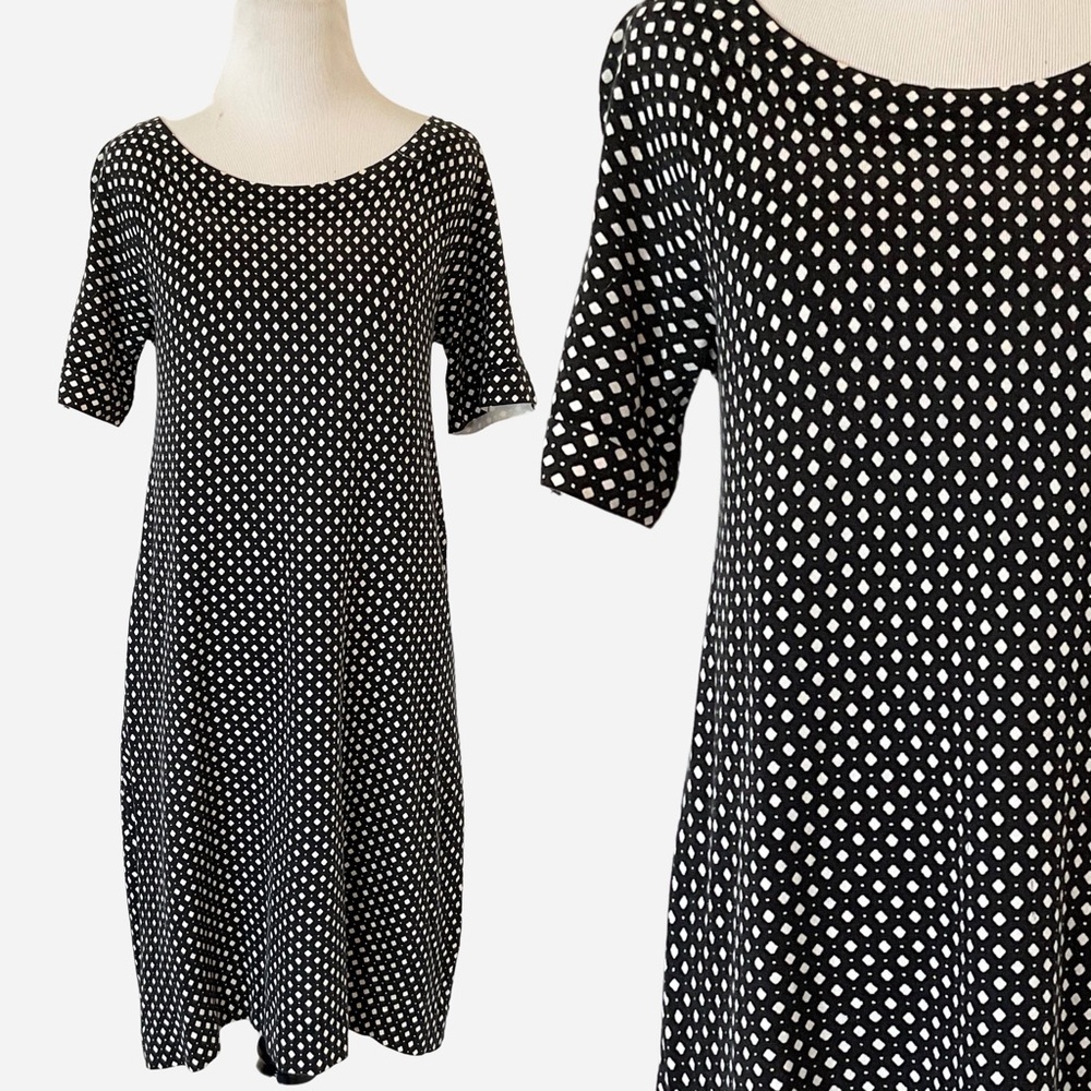 J. Crew Collection Scoop Neck Knit Shift Dress | Diamonds | Black | Small